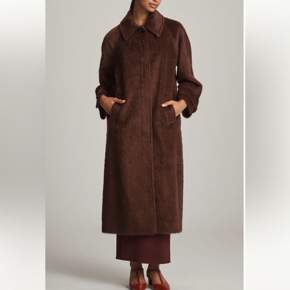 NWT - Anthropologie - Cocoa Textured Maxi Coat - 12 - Picture 2 of 10